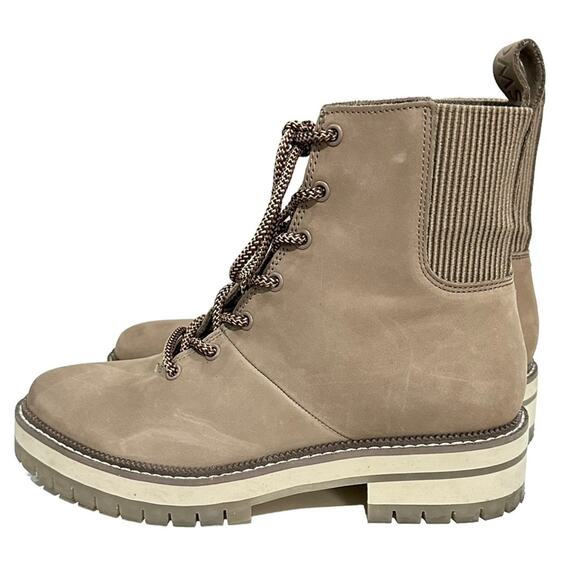 Toms Frankie boot above ankle lace up suede size 7 pull tan luge gum sole - Picture 4 of 10